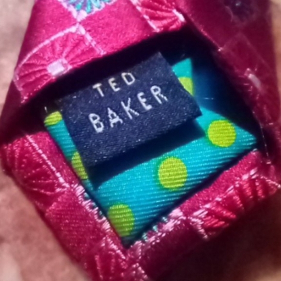 Ted Baker Red Diamond Pattern Tie - Picture 3 of 5